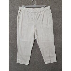 J Jill Pull On Tencel Blend Crop Pants Women L Petite Ivory Stretch Elastic Wais